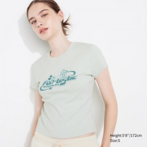 Green Uniqlo Collection UT Short-Sleeve Women T Shirts | 5855192