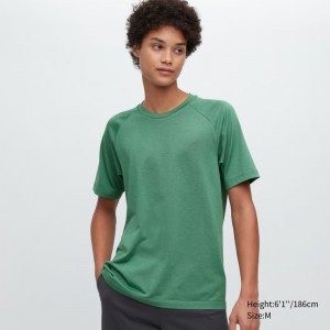 Green Uniqlo Dry-ex Crew Neck Short-sleeve Men T Shirts | 8193972