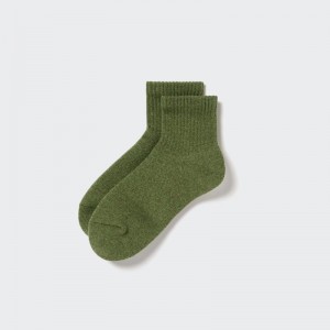 Green Uniqlo HEATTECH Pile Half Men Socks | 2982238