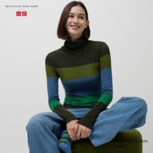 Green Uniqlo HEATTECH Seamless Ribbed Extra Warm Women T Shirts | 9105178