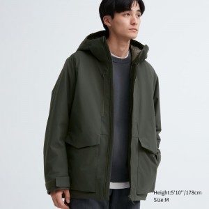 Green Uniqlo Hybrid Down 3d Cut Men Parka | 2044574