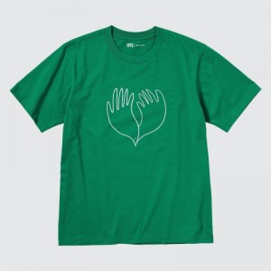 Green Uniqlo Peace For All Short-sleeve Graphic Christophe Lemaire Women T Shirts | 2761392