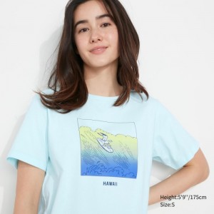 Green Uniqlo Peanuts Hawaii UT Short-Sleeve Women T Shirts | 6154447