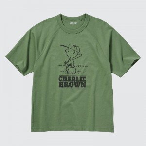 Green Uniqlo Retro Peanuts Ut Oversized Short-sleeve Graphic Men T Shirts | 4983222