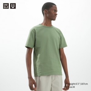 Green Uniqlo U Crew Neck Short-sleeve Women T Shirts | 5240022