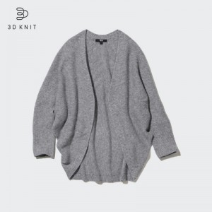 Grey Uniqlo 3D Knit Souffle Yarn Long-Sleeve Women Cardigan | 3009689