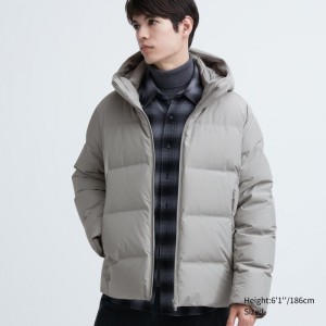 Grey Uniqlo 3d Cut Seamless Down Men Parka | 845694