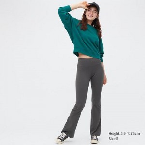 Grey Uniqlo AIRism Soft Flare Women Pants | 2630001