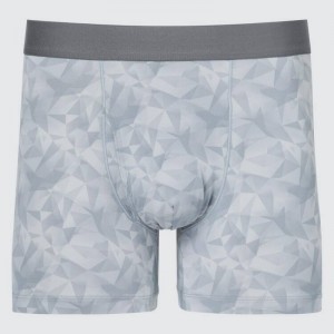 Grey Uniqlo Airism Geometric Boxers Men Underwear | 3736488