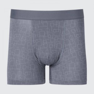 Grey Uniqlo Airism Printed Boxers Men Underwear | 2139956