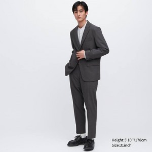 Grey Uniqlo Airsense Ultra Light Wool-look Men Pants | 3712299