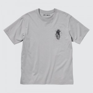 Grey Uniqlo Attack on Titan UT Short-Sleeve A Titan Inside The Wall Women T Shirts | 500338
