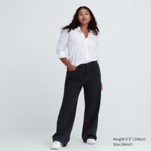 Grey Uniqlo Baggy Women Jeans | 1848692