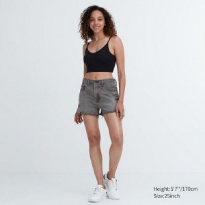Grey Uniqlo Boyfriend Denim Women Shorts | 6826810