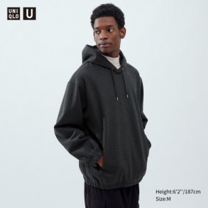 Grey Uniqlo Brushed Jersey Long-Sleeve Women Hoodie | 192830