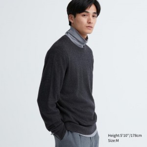 Grey Uniqlo Cashmere Crew Neck Long-sleeve Men Sweaters | 8793940