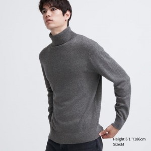 Grey Uniqlo Cashmere Turtleneck Long-sleeve Men Sweaters | 9116721