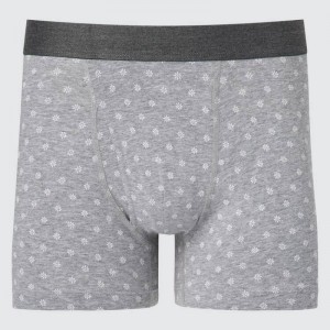 Grey Uniqlo Cotton Printed Boxer Men Underwear | 909683