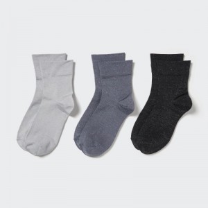 Grey Uniqlo Crew Glitter (3 Pairs) Women Socks | 398167