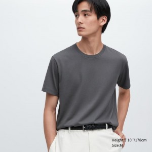 Grey Uniqlo Dry Crew Neck Short-sleeve Color Men T Shirts | 1283777