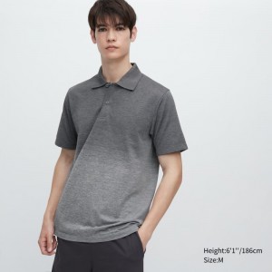 Grey Uniqlo Dry-ex Gradient Men Polo Shirts | 8230681