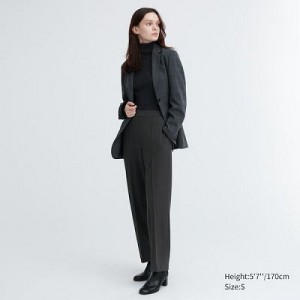 Grey Uniqlo Easy Wide Straight Women Pants | 3770615