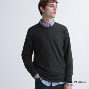 Grey Uniqlo Extra Fine Merino Crew Neck Long-Sleeve Women Sweaters | 734350