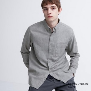 Grey Uniqlo Flannel Casual Women Shirts | 412226
