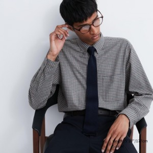 Grey Uniqlo Flannel Checked Long-sleeve Men Shirts | 2400815