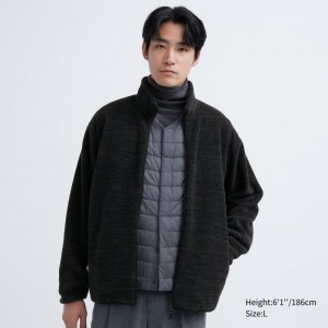 Grey Uniqlo Fleece Full-zip Long Sleeve Men Jackets | 1939124