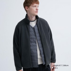 Grey Uniqlo Fleece Long-sleeve Full-zip Men Jackets | 6828366