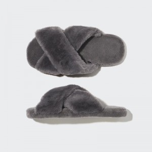 Grey Uniqlo Fleece Room Furry Fleece Men Slippers | 5923944