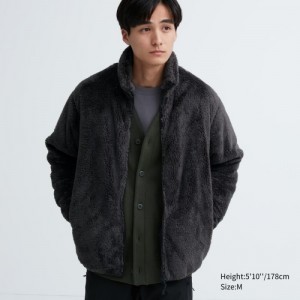 Grey Uniqlo Fluffy Yarn Full-Zip Women Fleece | 2239051