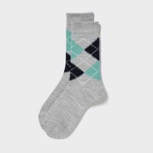 Grey Uniqlo HEATTECH Argyle Women Socks | 9379446