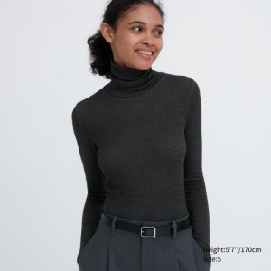 Grey Uniqlo HEATTECH Extra Warm Seamless Turtleneck Women T Shirts | 1464873
