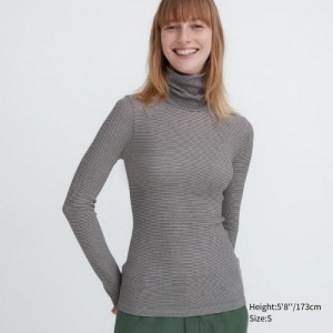 Grey Uniqlo HEATTECH Extra Warm Seamless Turtleneck Women T Shirts | 4590899