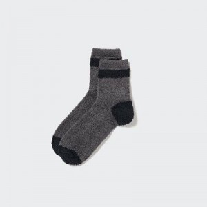 Grey Uniqlo HEATTECH Fluffy-Lined Half Women Socks | 4418446