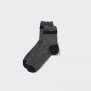 Grey Uniqlo HEATTECH Fluffy Lined Half Women Socks | 2132324