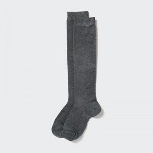 Grey Uniqlo HEATTECH Knee High Women Socks | 1077014