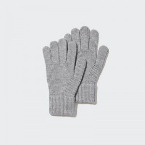 Grey Uniqlo HEATTECH Knitted Women Gloves | 9787749