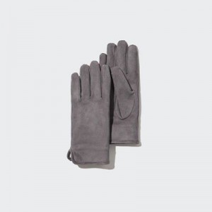 Grey Uniqlo HEATTECH Lining Faux Suede Women Gloves | 4155424