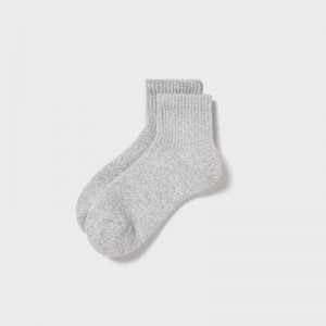 Grey Uniqlo HEATTECH Pile Half Men Socks | 8698003