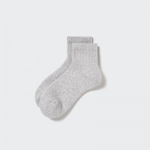 Grey Uniqlo HEATTECH Pile Half Women Socks | 8881336