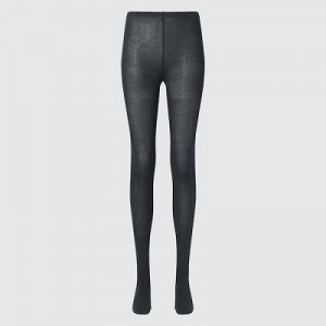 Grey Uniqlo HEATTECH Ribbed Knitted Women Tight | 6468293