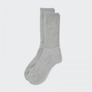 Grey Uniqlo HEATTECH Ribbed Pile-Lined Women Socks | 5067469