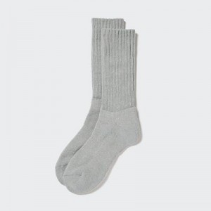 Grey Uniqlo HEATTECH Ribbed Pile Women Socks | 4782035