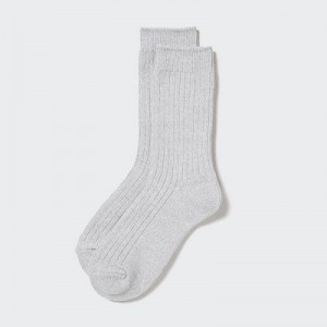 Grey Uniqlo HEATTECH Ribbed Women Socks | 7482231