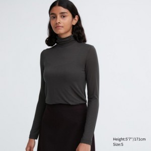 Grey Uniqlo HEATTECH Ultra Light Turtleneck Long-Sleeve Women T Shirts | 4407274