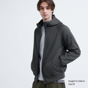 Grey Uniqlo Heattech Pile Lined Sweat Full-zip Men Hoodie | 5732226