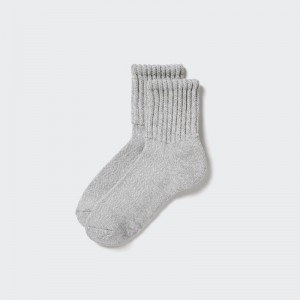 Grey Uniqlo Heattech Soft Pile Heather Men Socks | 5075177